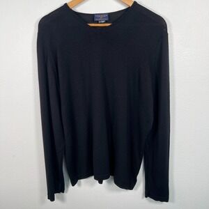 Vintage Straven Mens 100% Merino Wool V Neck Sweater Sz XL Black England Classic